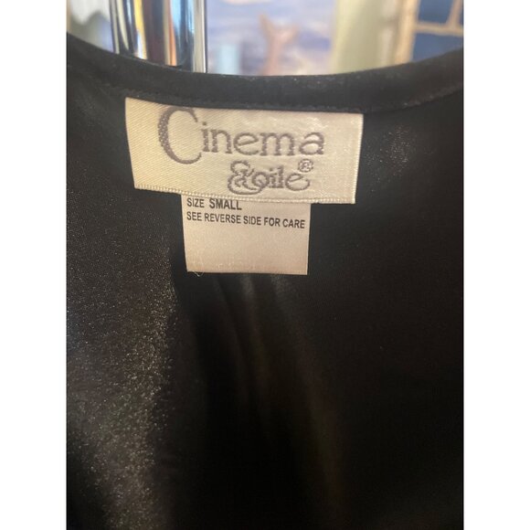 Cinema Etoile Black Satin Sleeveless Shiny Shell Tank Top Sz S - Picture 4 of 9